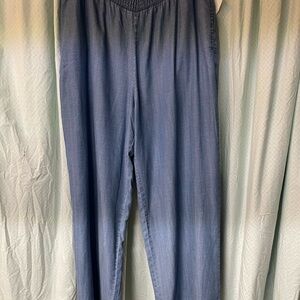 Philosophy Denim-Blue Smocked Waist Pants